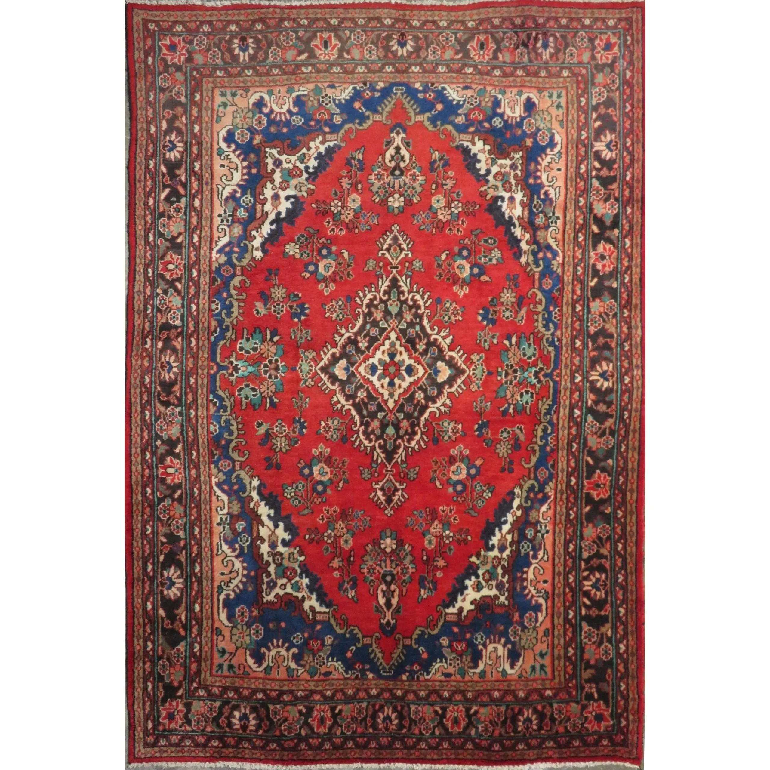 One Of The Kind Hand-Knotted Persian Wool Rug _ Luxurious Vintage Design, 10'4" x 6'9", Artisan Crafted